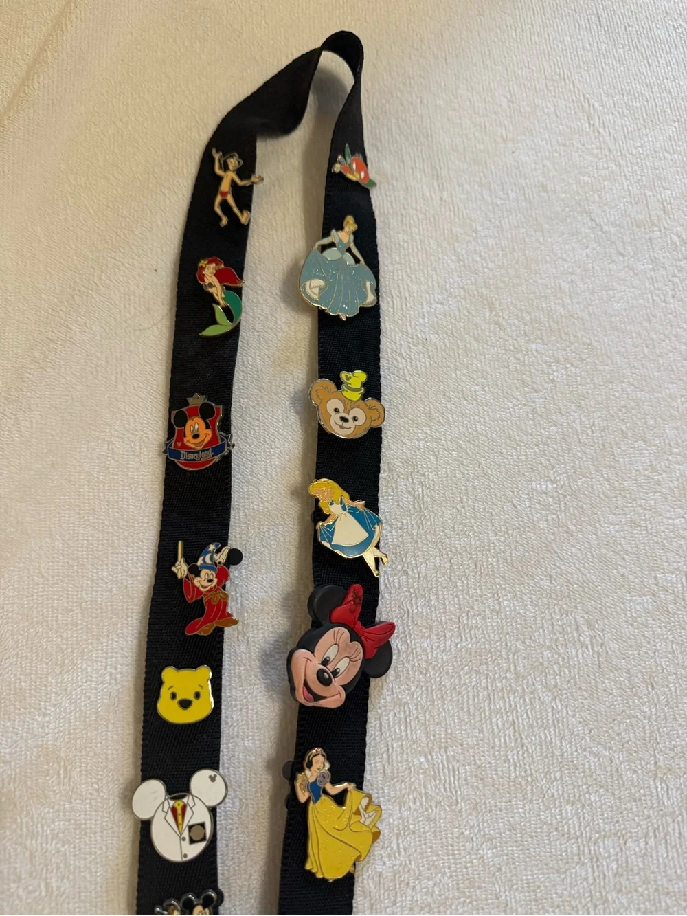 Disney Black Lanyard with Colorful Enamel Character Pins